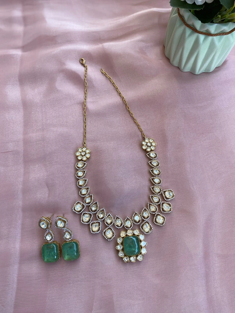 Victorian Mossonite Necklace with earrings